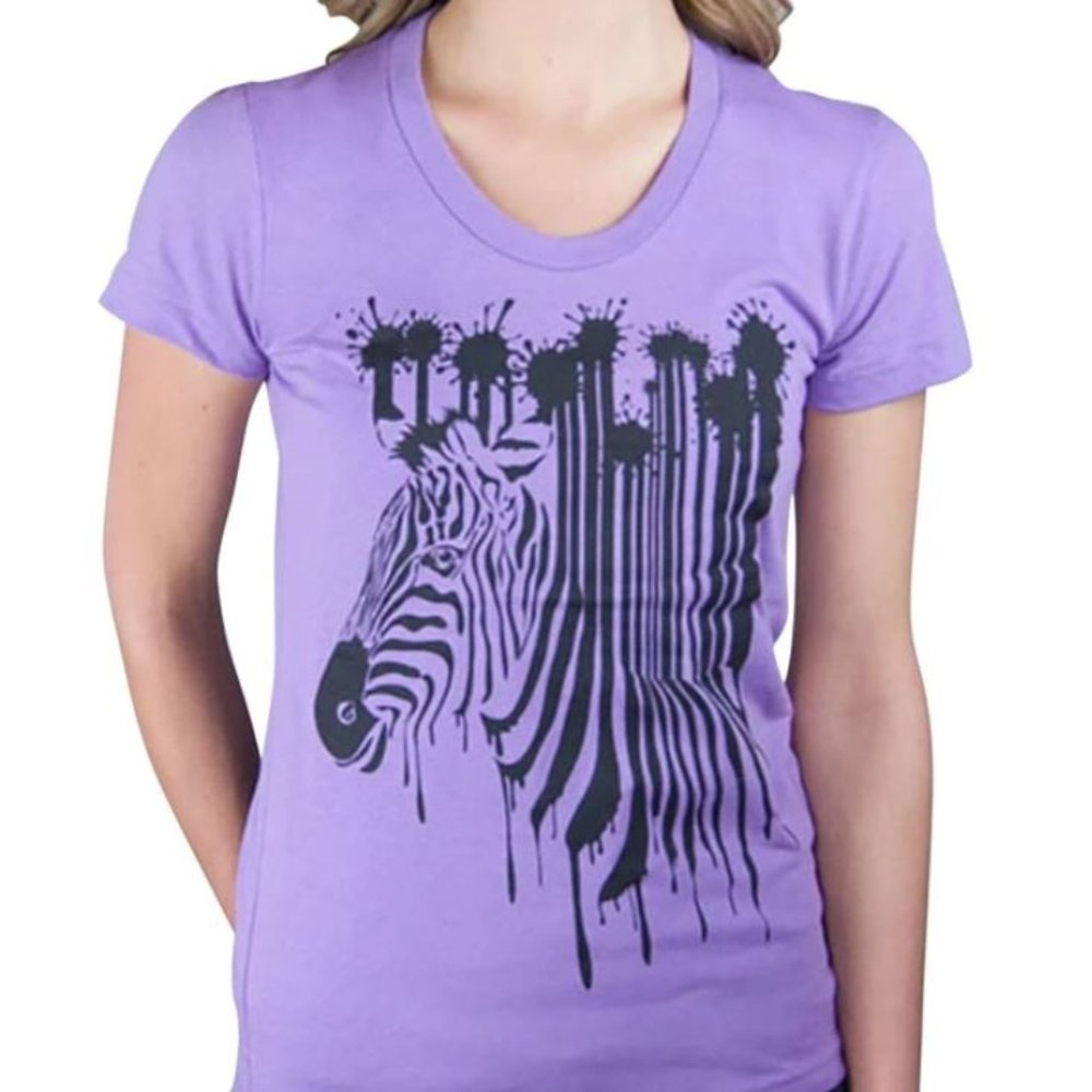 NWT Choke Purple Zebra Ink Design T-shirt size M